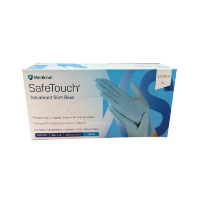 Рукавички нітрилові оглядові SafeTouch® Advanced Slim Blue